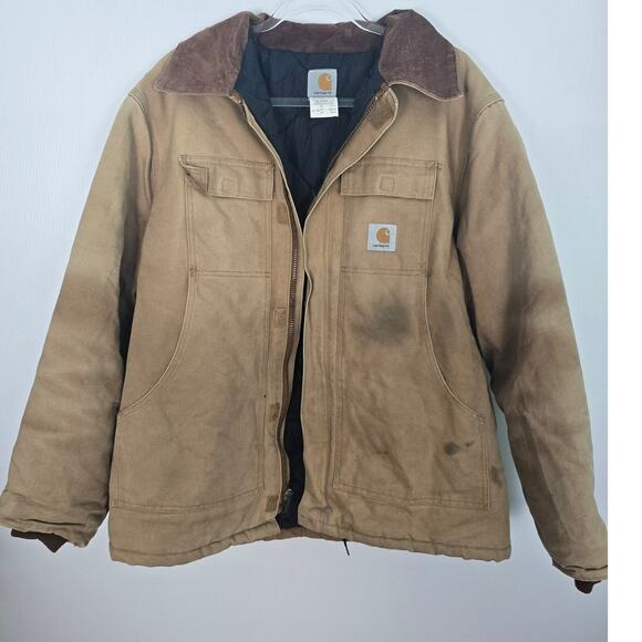 Carhartt Men’s Duck Canvas Arctic Winter Coat Brown 48R-XL USA Hooded Jacket - Picture 2 of 13